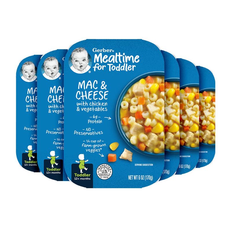 Photo 1 of Gerber Mac and Cheese with Chicken and Vegetables, 6 Ounce (Pack of 6) Best By: 02/19/2021
