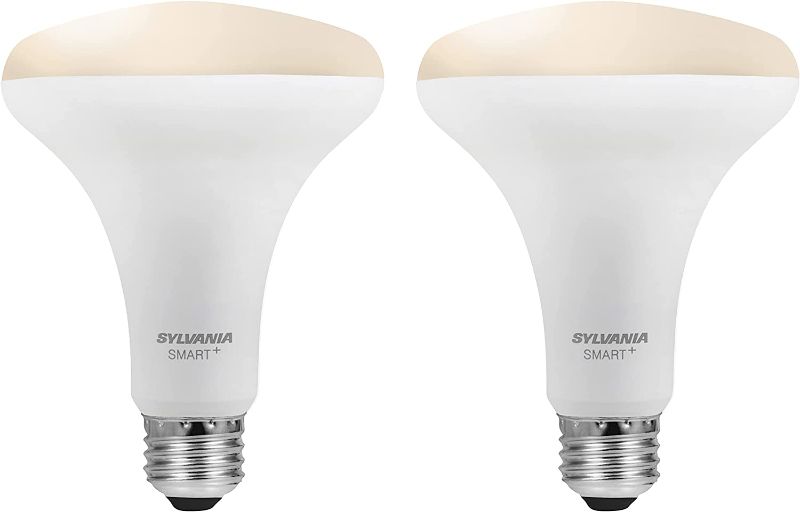 Photo 1 of SYLVANIA Bluetooth Mesh LED Smart Light Bulb, One Touch Set Up, BR30 65W Replacement, E26, Soft White, Works with Alexa Only - 2 PK
