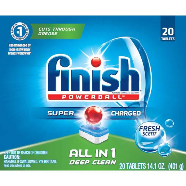 Photo 1 of 2 pack Finish Powerball Dishwasher Detergent Tabs, Fresh Scent, Box of 20
