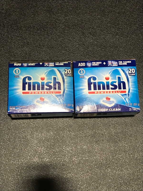 Photo 2 of 2 pack Finish Powerball Dishwasher Detergent Tabs, Fresh Scent, Box of 20
