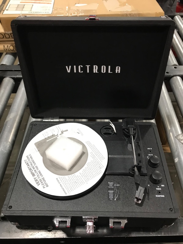 Photo 2 of Victrola Vintage 3-Speed Bluetooth Portable Suitcase Record Player with Built-in Speakers Upgraded Turntable Audio Sound Includes Extra Stylus Black