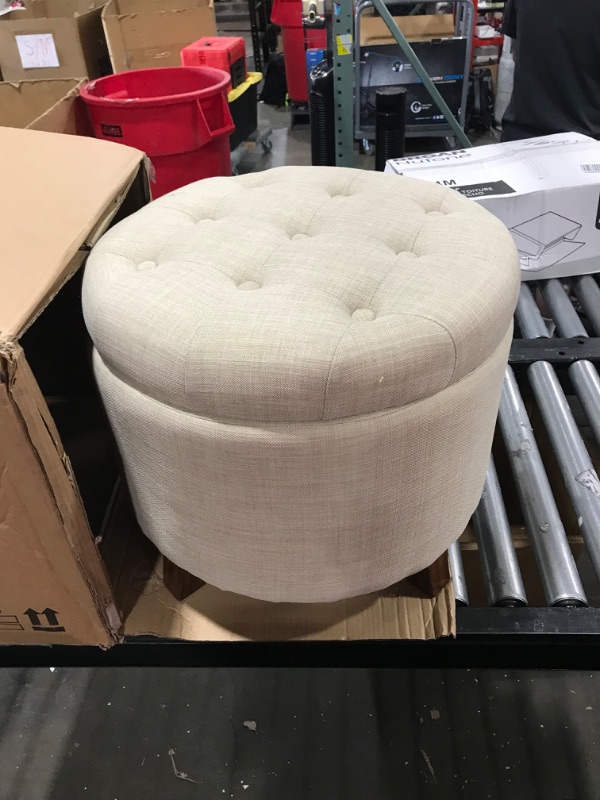 Photo 3 of Amazon Basics Upholstered Tufted Storage Ottoman Footstool, 17"H, Burlap Beige