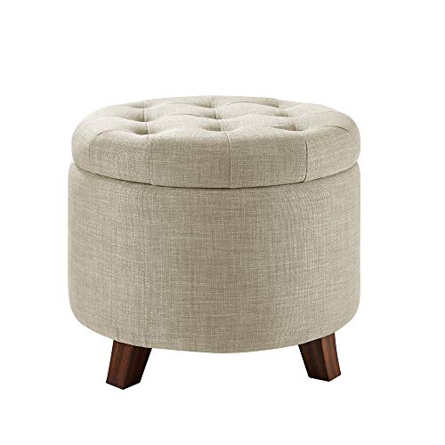 Photo 1 of Amazon Basics Upholstered Tufted Storage Ottoman Footstool, 17"H, Burlap Beige