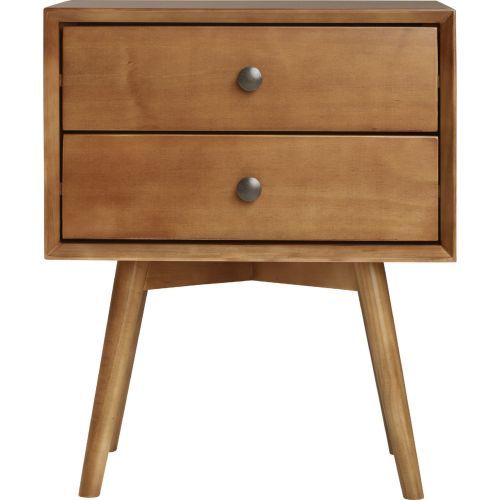 Photo 1 of ***SEE PHOTOS FOR DAMAGES***---Mid-Century Modern 2-Drawer Solid Wood Nightstands Caramel Finish
