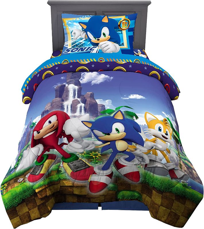 Photo 1 of Franco Kids Bedding Super Soft Comforter and Sheet Set, 4 Piece Twin Size, Sonic The Hedgehog, Anime
