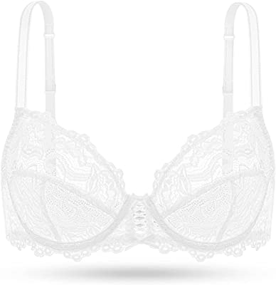 Photo 1 of Deyllo Women’s Sexy Lace Bra Plus Size Underwire Embroidered Unlined Bra Non Padded
34DD