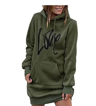 Photo 1 of .PRETTYGARDEN Women's Hooded Sweatshirt Drawstring Lightweight Long Sleeve Pullover Hoodie Dress M
