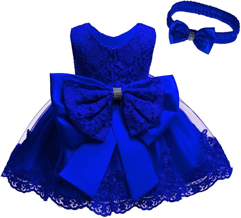 Photo 1 of 0-2T Big Bowknot Toddler Baby Girls Photo Shoot Pageant Party Lace Dress with Headwear
