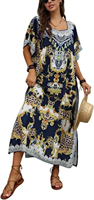 Photo 1 of Bsubseach Kaftan Dresses for Women Ethnic Print Caftan Cover Up Vacation Dress
One Size