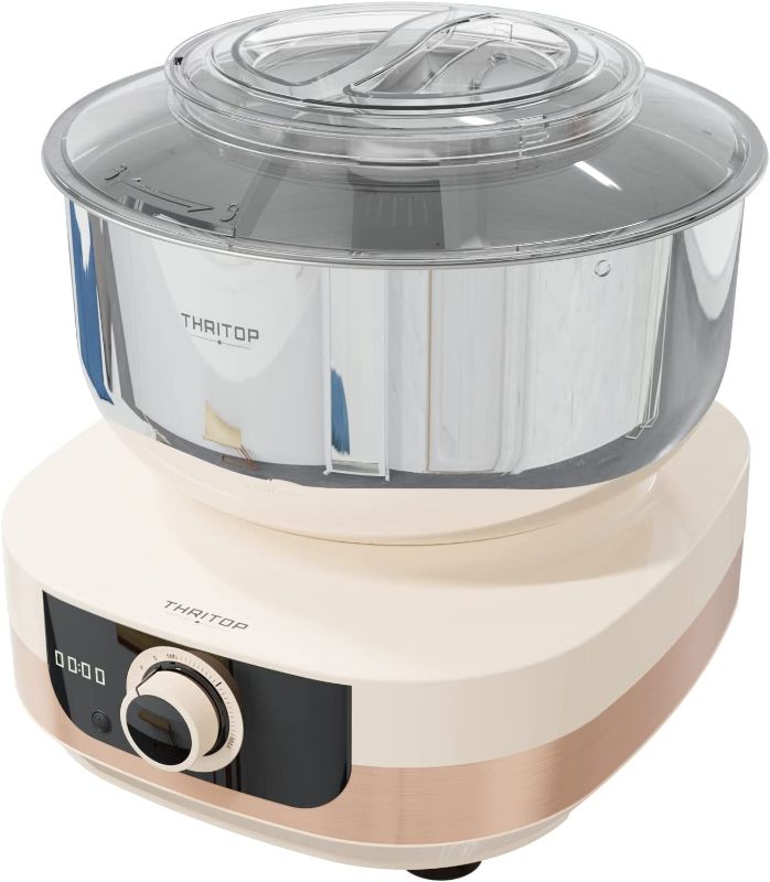 Photo 1 of THRITOP Stand Mixer, 650W Stepless-Speed Open-Top Kitchen Electric Mixer with In-built Timer, 5QT Stainless Steel Mixing Bowl, Dual Dough Hook & Twin Whisk, Cream