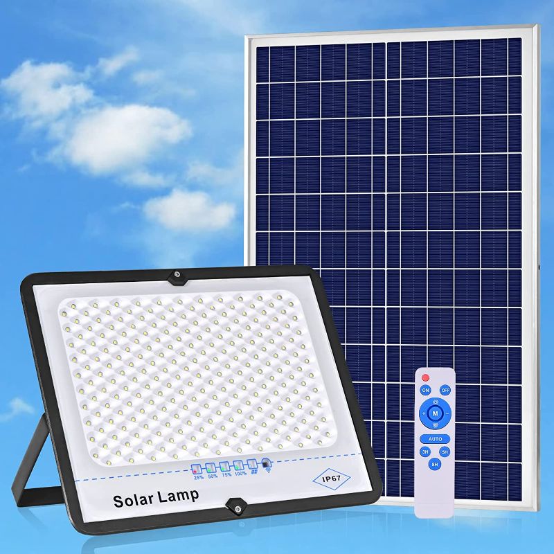 Photo 1 of 14" Solar Flood Lights Outdoor Dusk to Dawn,300W Solar Outdoor Lights Waterproof Bright Solar Floodlight Remote Control, 30000 Lumen 16' Cord Big Panel Solar Powered for Shed Backyard Driveway MTX300
