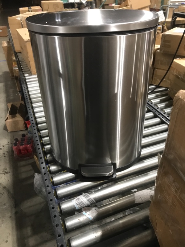 Photo 1 of NINESTARS AMZ-SOT-50-3 Step-on Trashcan, 13 Gal, Stainless Steel
