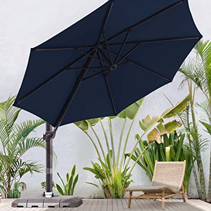 Photo 1 of BLUU SEQUOIA 10 Ft Patio Umbrella Outdoor Cantilever Offset Umbrellas with 360°Rotation All Aluminum Frame, Infinite Tilt & Solution-dyed Fabric for Pool Garden & Backyard (Navy Blue)
