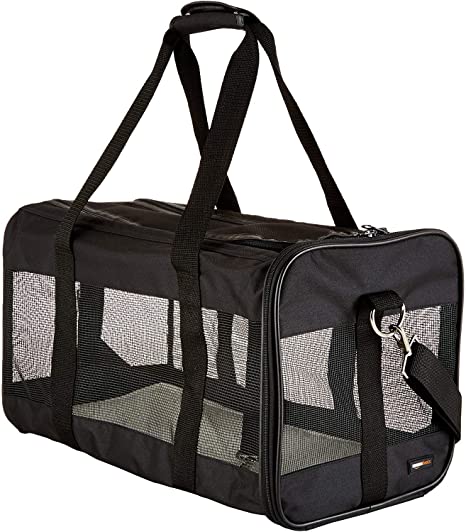 Photo 1 of Amazon Basics Soft-Sided Mesh Pet Travel Carrier, Small, 13.8 x 8.7 x 8.7 Inches, Black
