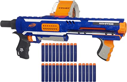 Photo 1 of Nerf Rampage N-Strike Elite Toy Blaster with 25 Dart Drum Slam Fire & 25 Official Elite Foam Darts for Kids, Teens, & Adults (Amazon Exclusive)
