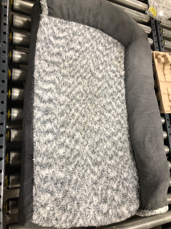 Photo 1 of 32*17in Corner Square Fuzzy Dog Bed GREY 