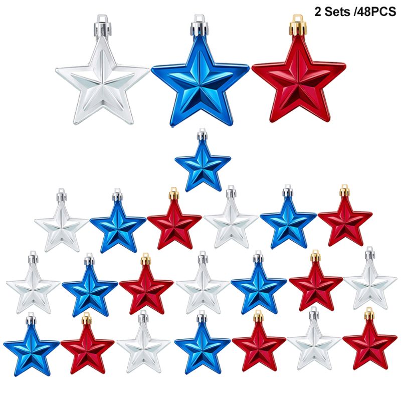 Photo 1 of 48pcs Star Ornament Hanging Pendant Independence Day Holiday