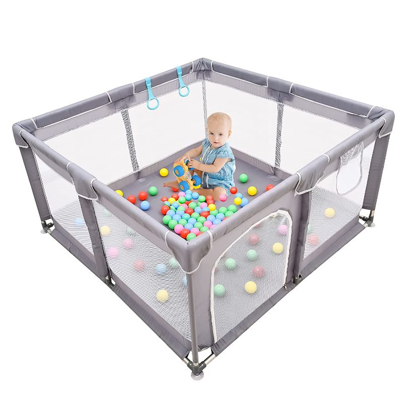 Photo 1 of Baby Playpen , Baby Playard, Playpen for Babies with Gate ,LIAMST Indoor & Outdoor Playard for Kids Activity Center?LIAMST Sturdy Safety Play Yard with Soft Breathable Mesh/ PLAY BALLS NOT INCLUDED 

