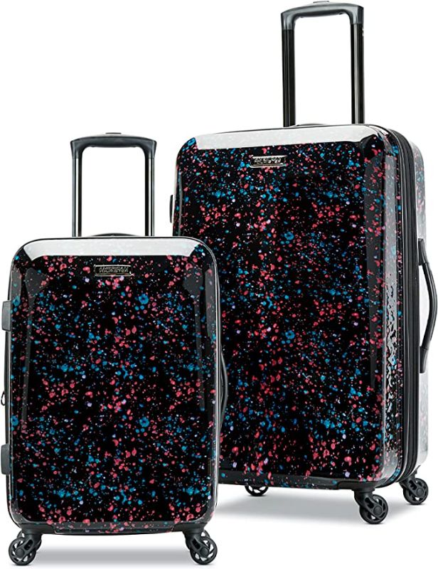 Photo 1 of American Tourister Moonlight Hardside Expandable Luggage with Spinner Wheels, Speckle Black, 2-Piece 
