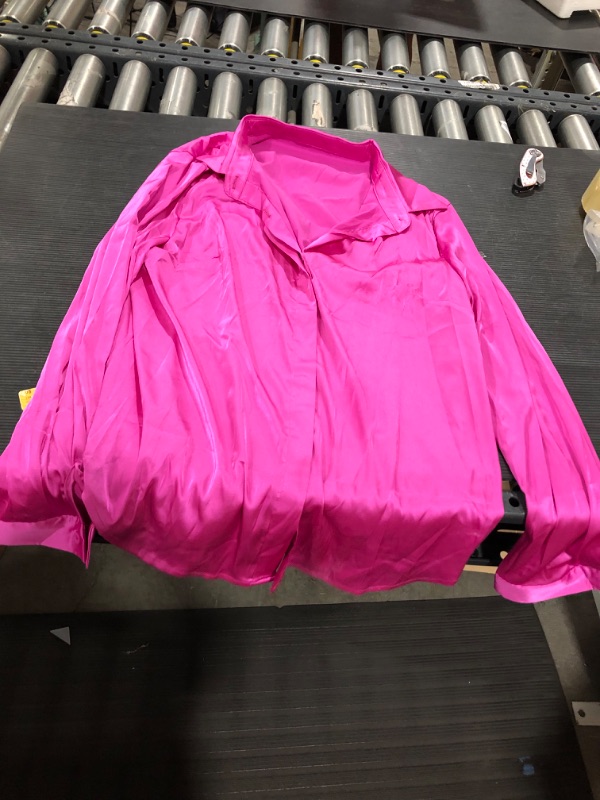 Photo 2 of  Long Sleeve Button Down Stretch Satin Shirt S
