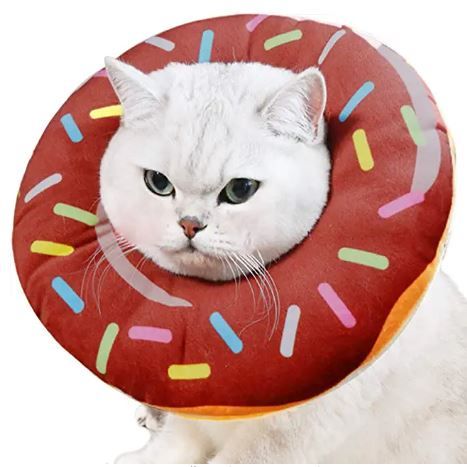 Photo 1 of Amakunft Adjustable Cat Cone Collar Soft, Cat Recovery Collar, Cute E Collar for Cats After Surgery, Cat Neck Cones to Stop Licking for Cat/ Kitten/ Small Dog
