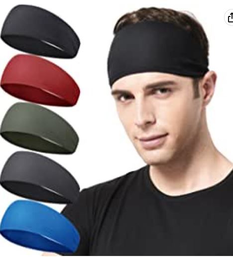 Photo 1 of Acozycoo Mens Running Headband,5Pack,Mens Sweatband Sports Headband for Running,Cycling,Basketball,Yoga,Fitness Workout Stretchy Unisex Hairband
