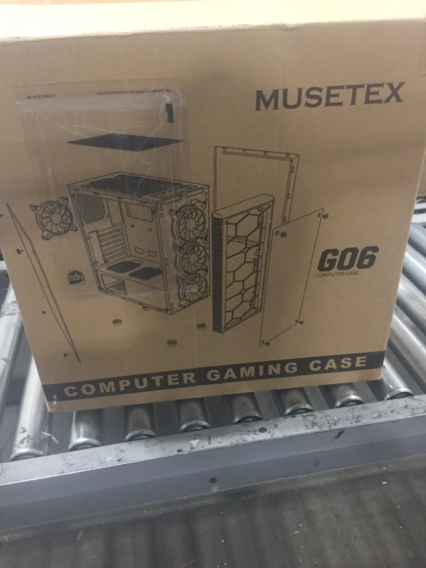 Photo 3 of MUSETEX ATX PC Case Pre-Installed 6Pcs 120mm ARGB Fans, Computer Gaming Case with Tempered Glass Side & Front Panels, Metal Honeycomb Mesh, USB3.0, S6-B S6-B Black