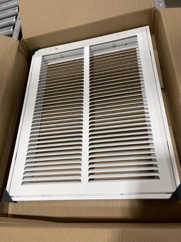 Photo 2 of 14" X 18" Steel Return Air Filter Grille for 1" Filter - Easy Plastic Tabs for Removable Face/Door - HVAC DUCT COVER - Flat Stamped Face -White [Outer Dimensions: 15.75w X 19.75h] White 14 X 18