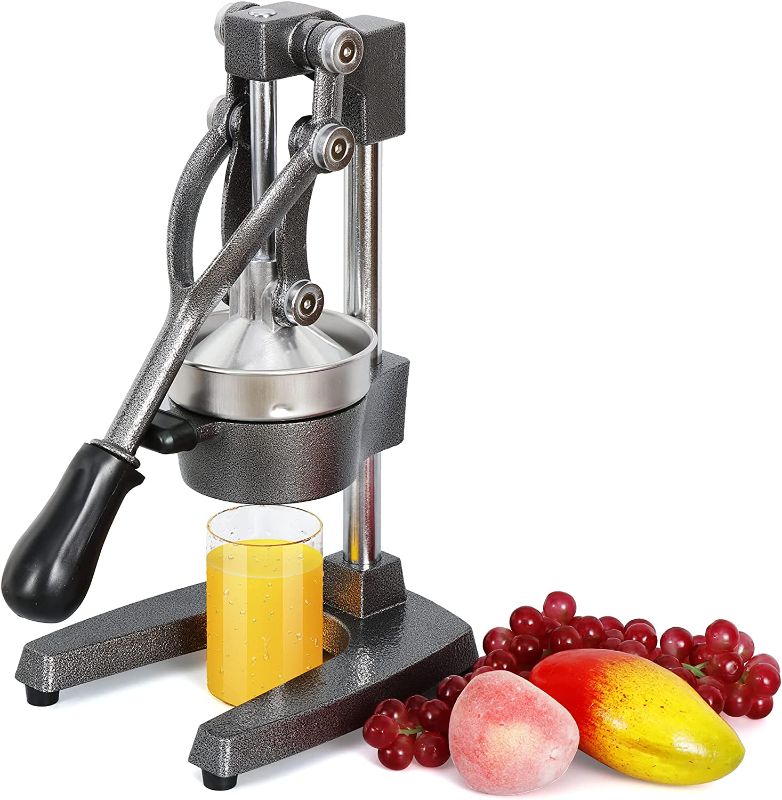 Photo 1 of 19 Inch Height Extra Tall Commercial Heavy Duty Cast Iron Hand Press Manual Orange Citrus Lemon Lime Grapefruit Pomegranate Fruit Juice Squeezer Machine Black 19 Inch Black