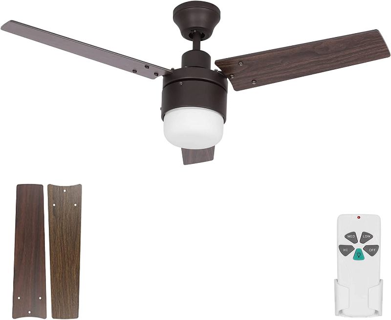 Photo 1 of 42" Indoor Ceiling Fan with Light (E26 base) and Remote Control, Reversible Blades and Motor, 110V ETL Listed Ceiling Fans for Living Room, Bedroom, Basement, Kitchen **BLADES NOT INCLUDED**
