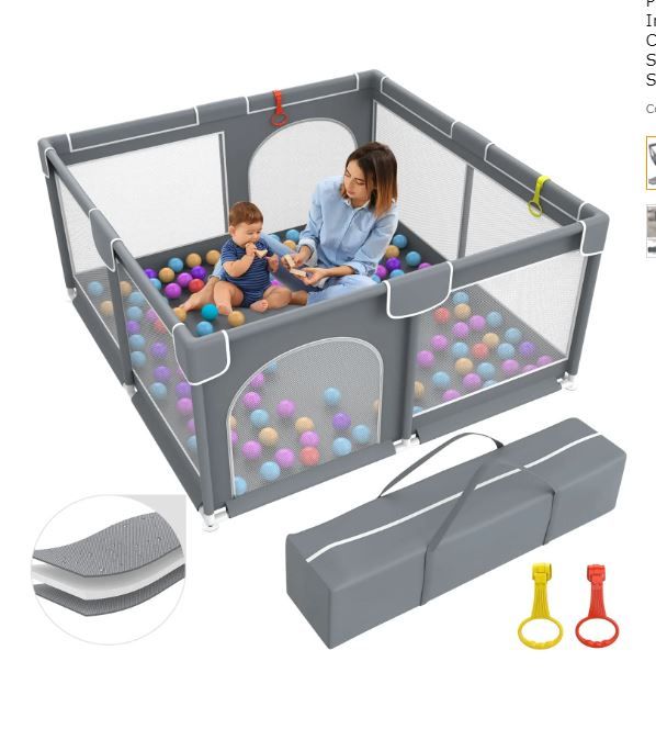 Photo 1 of Baby Playpen , Baby Playard, Playpen for Babies with Gate Indoor & Outdoor Kids Activity Center with Anti-Slip Base , Sturdy Safety Playpen with Soft Breathable Mesh , Kid's Fence for Infants