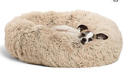 Photo 1 of Best Friends by Sheri The Original Calming Donut Cat and Dog Bed in Shag Fur Taupe, Small 23x23