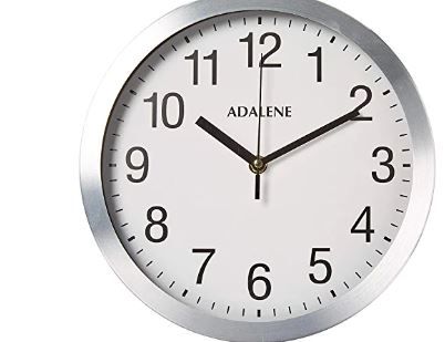 Photo 1 of Adalene Modern Metal Wall Clock Silent - 10 Inch Analog Wall Clocks Battery Operated Non Ticking - White Face Aluminum Wall Clocks Decorative Living Room Décor, Kitchen, Bedroom, Bathroom, Office