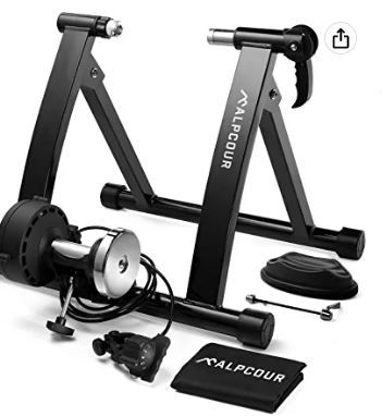 Photo 1 of Alpcour Bike Trainer Stand for Indoor Riding – Portable Stainless Steel Indoor Trainer w/Magnetic Flywheel, Noise Reduction, 6 Resistance Settings & Bag – Stationary Exercise for Road & Mountain Bikes