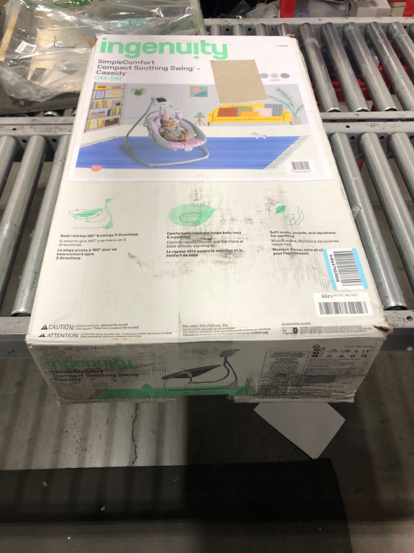 Photo 2 of Ingenuity SimpleComfort Lightweight Multi-Direction Compact Baby Swing - 6 Speeds, Nature Sounds & Vibrations - Cassidy (Pink) 1 Count (Pack of 1)