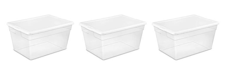 Photo 1 of 58 Qt. Plastic Storage Container Bin Box Tote Clear 58 Qt. - 3 Pack