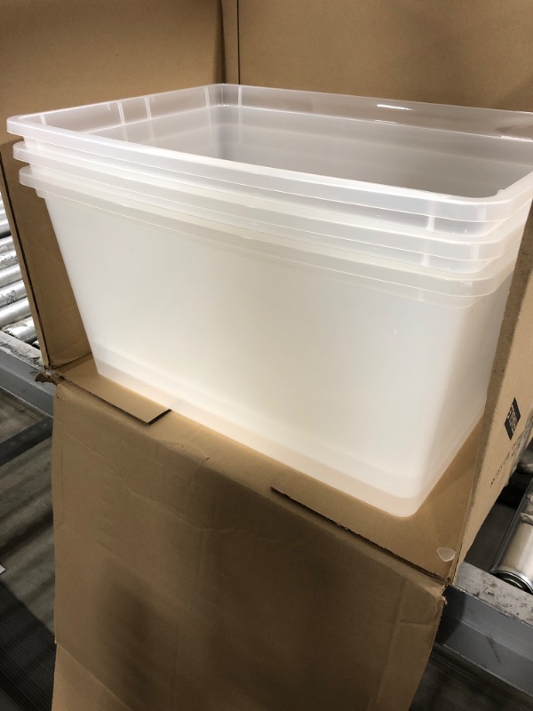 Photo 2 of 58 Qt. Plastic Storage Container Bin Box Tote Clear 58 Qt. - 3 Pack