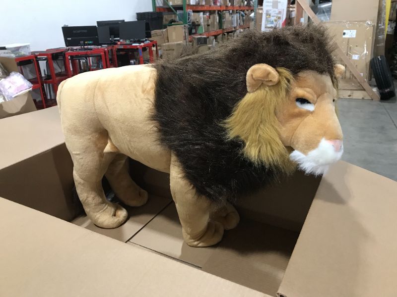 Photo 2 of Melissa & Doug Standing Lion Lifelike Stuffed Animal with Full Mane, More Than 2 Feet Tall, Nearly Three Feet Long Brown