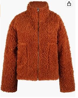 Photo 1 of JIKAL Oversized Fur Coat Long Sleeve Boucle Zip Up Snug Shearling Teddy Faux Fur Jacket with Pockets for Women, SIZE SMALL
