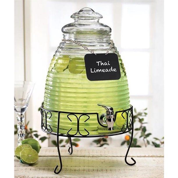 Photo 1 of Circleware Beehive Beverage Dispenser with Chalkboard Necklace and Metal Stand
