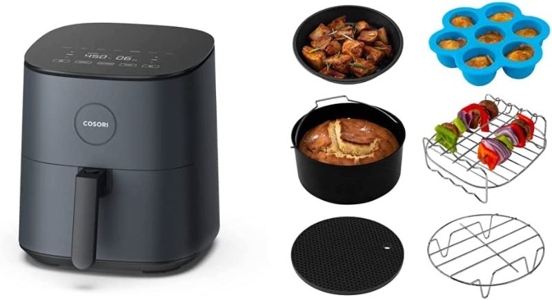 Photo 1 of COSORI Air Fryer, 5 Quart Compact Oilless Oven, 30 Recipes, up to 450?, 9 One-Touch Cooking Functions, Tempered Glass Display, Free up Counter Space
