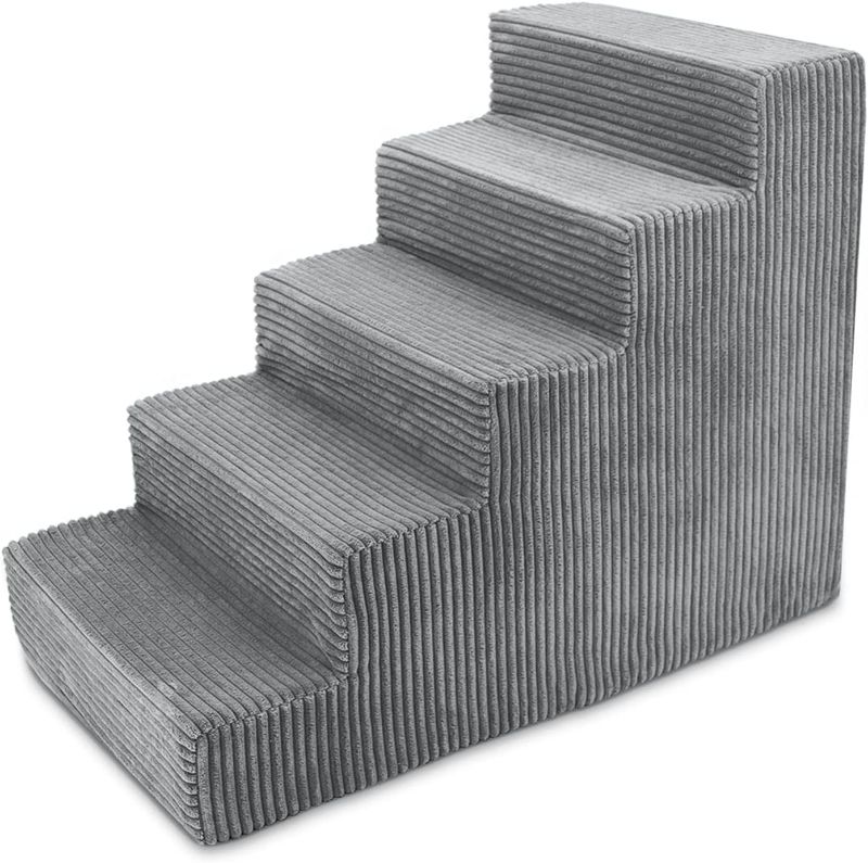 Photo 1 of Best Pet Supplies Pet Steps and Stairs with CertiPUR-US Certified Foam for Dogs and Cats - Gray, 5-Step (H: 22.5")
