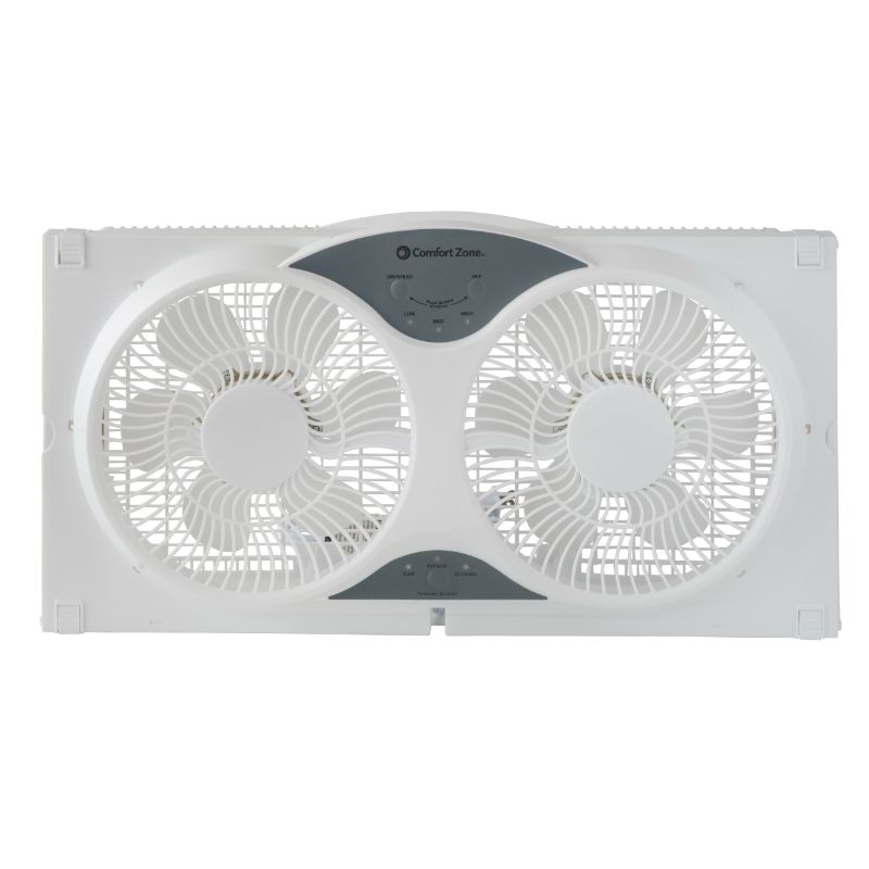 Photo 1 of Comfort Zone Cz310R Reversible Twin Window Fan in White
