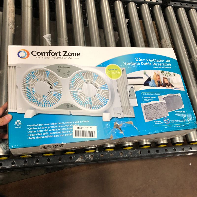 Photo 5 of Comfort Zone Cz310R Reversible Twin Window Fan in White
