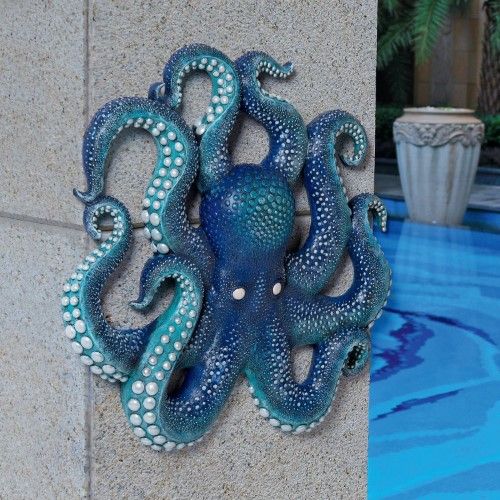 Photo 1 of 15.5 in. H Deadly Blue Octopus of the Coral Reef Wall Sculpture
 