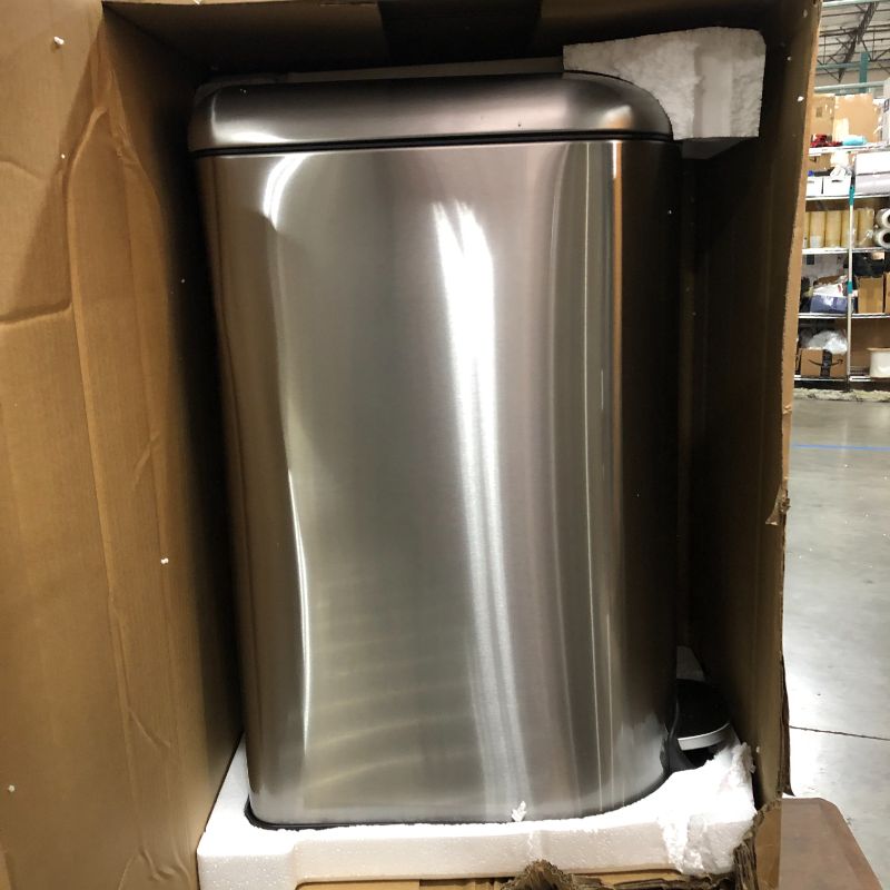 Photo 1 of Basics Stainless Steel Rectangular Soft-Close Trash Can with Foot Petal for Narrow Spaces - 40L / 10.5 Gallon
