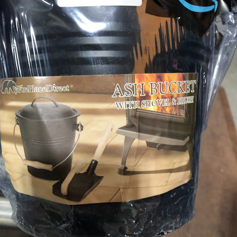 Photo 1 of Ash Bucket with Lid, Shovel and Broom, Coal Bucket for Fireplace, Fire Pits, Hearth, Wood Burning Stoves, Indoor and Outdoor

