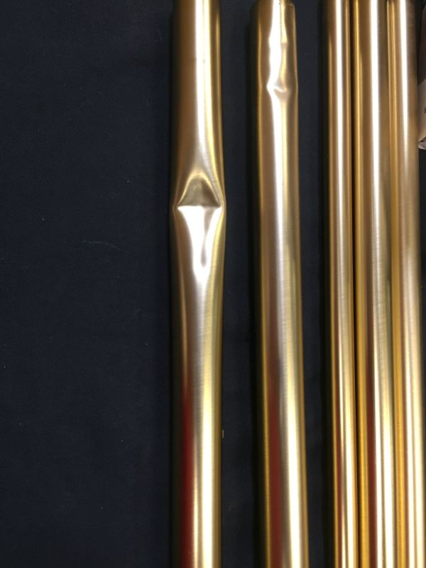Photo 7 of ***DENT ON 2 POLES---SEE PHOTOS***Umbra Cappa Double Curtain Rod, Includes 2 Matching Finials, Brackets & Hardware, 66 to 120-Inch, Brass
