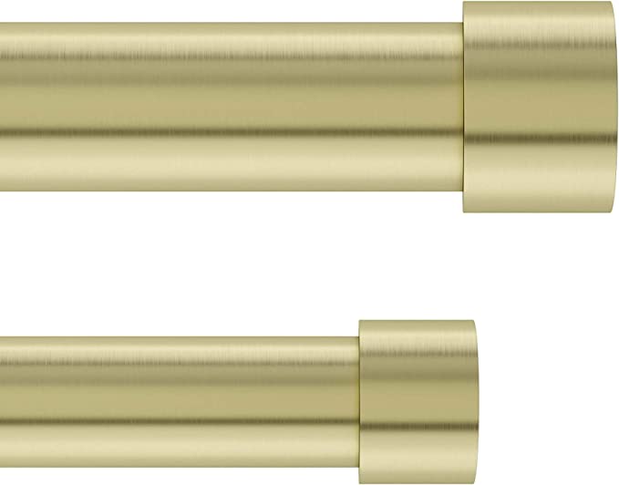 Photo 1 of ***DENT ON 2 POLES---SEE PHOTOS***Umbra Cappa Double Curtain Rod, Includes 2 Matching Finials, Brackets & Hardware, 66 to 120-Inch, Brass
