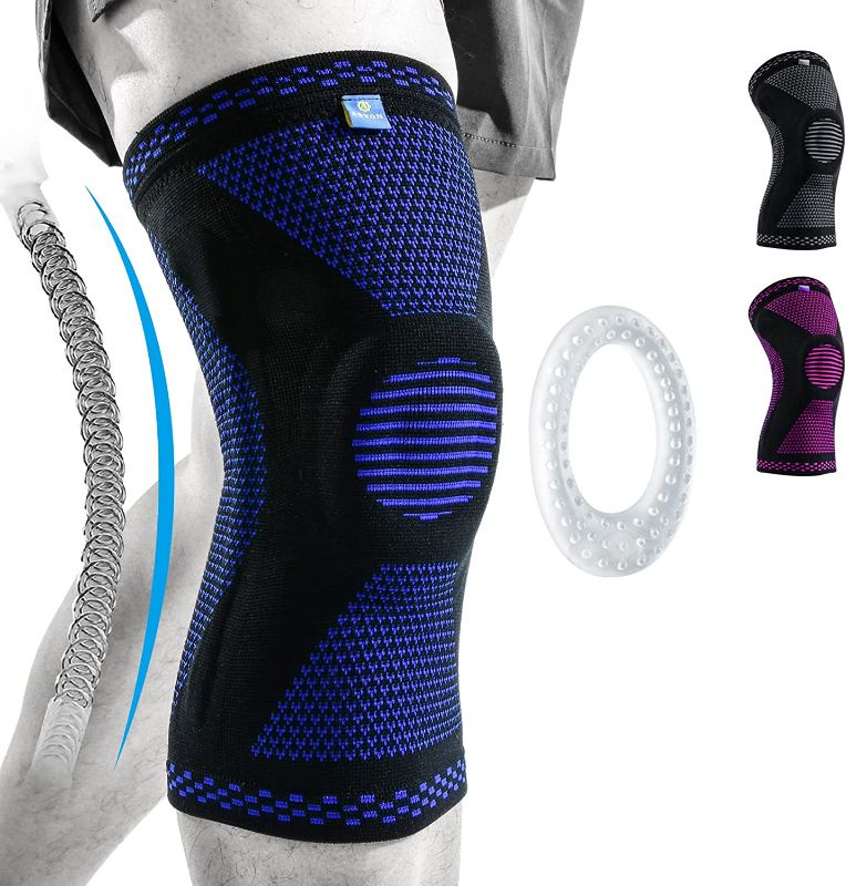 Photo 1 of ABYON Professional Medical Grade Knee Compression Sleeve with Side Stabilizers for Men Women,Knee Support Brace for Meniscus Tear,Arthritis, ACL, Sports,Running,Basketball,Workout, SIZE XXL
